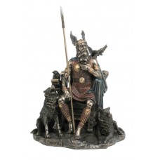 Norse God Odin w/ Wolves  & Crows Statue Sculpture Figurine *GREAT HOLIDAY GIFT!   192627386334